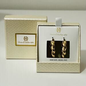 New House of Harlow 1960 Twisted Hoop Earrings in Gold
